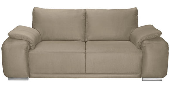 2-SITZER-SOFA Lederlook Beige - Chromfarben/Beige, KONVENTIONELL, Textil/Metall (212/85/95cm) - Carryhome