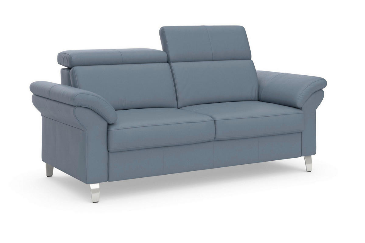 3-SITZER-SOFA ARNGAST E Echtleder Graublau  - Chromfarben/Graublau, Basics, Leder/Metall (186/84/93cm) - Sit & More