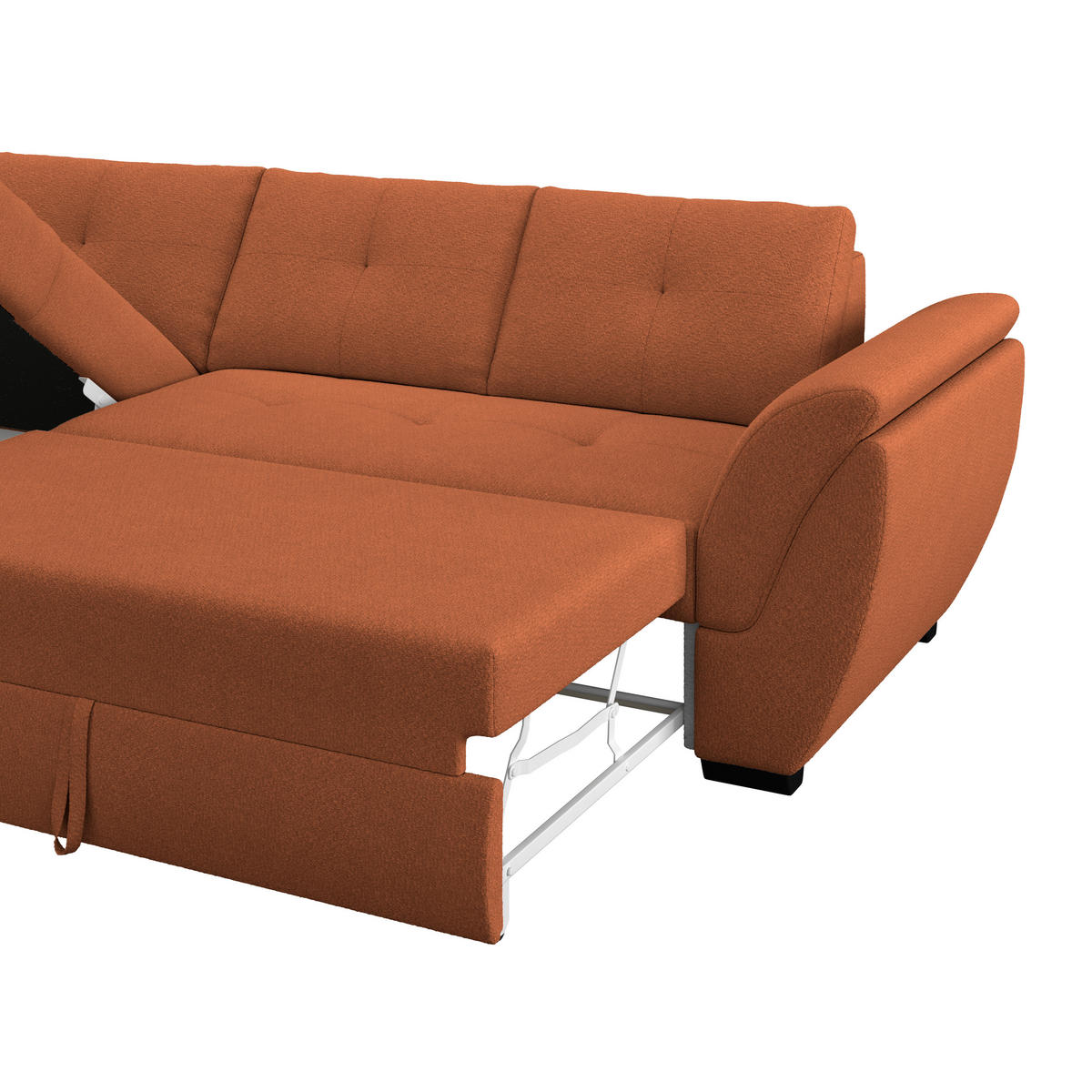 ECKSOFA Terracotta Zierkissen, Bettkasten, Schlaffunktion, Rücken echt  - Terracotta/Schwarz, KONVENTIONELL, Kunststoff/Textil (187/278cm) - MID.YOU