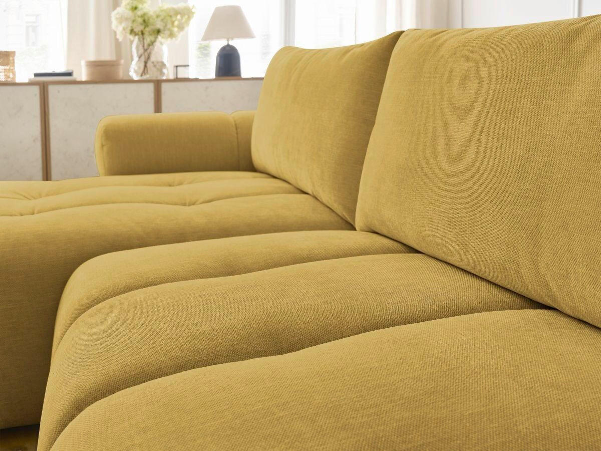 ECKSCHLAFSOFA FUJI Leinenoptik Gelb  inkl.  - Gelb/Schwarz, MODERN, Kunststoff/Textil (160/292cm)