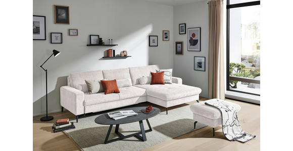ECKSOFA in Cord Hellgrau - Hellgrau/Schwarz, Design, Textil/Metall (302/180cm) - Venda