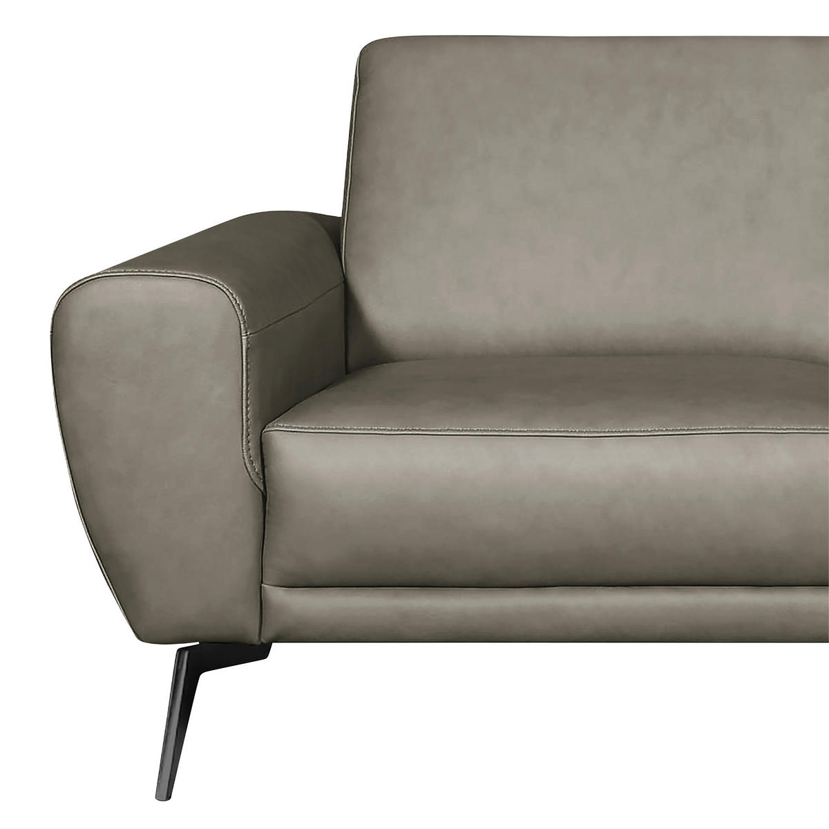 2-SITZER-SOFA in Echtleder Grau  - Schwarz/Grau, Design, Leder/Metall (177/85/92cm) - Livetastic