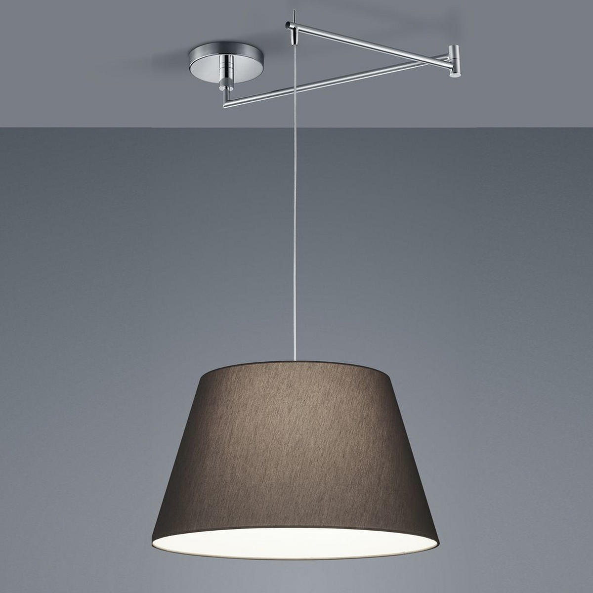 HÄNGELEUCHTE 46/180 cm  - Chromfarben/Anthrazit, Basics, Textil/Metall (46/180cm) - Helestra