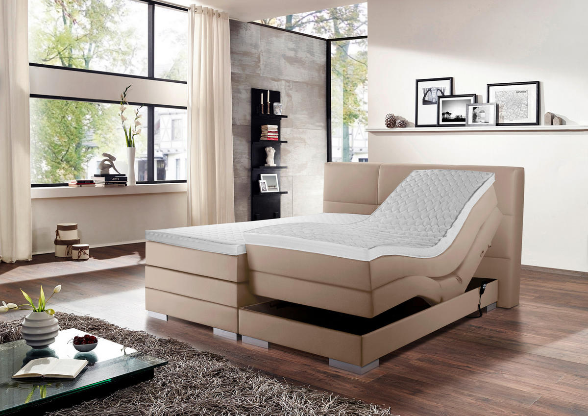 BOXSPRINGBETT 160/200 cm  in Schlammfarben  - Schlammfarben/Silberfarben, MODERN, Holzwerkstoff/Textil (160/200cm) - Livetastic