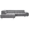 ECKSOFA Grau Webstoff  - Silberfarben/Grau, Design, Textil/Metall (201/295cm) - Hom`in