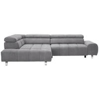 ECKSOFA Grau Webstoff  - Silberfarben/Grau, Design, Textil/Metall (201/295cm) - Hom`in