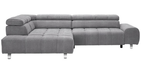 ECKSOFA in Webstoff Grau  - Silberfarben/Grau, Design, Textil/Metall (201/295cm) - Hom`in