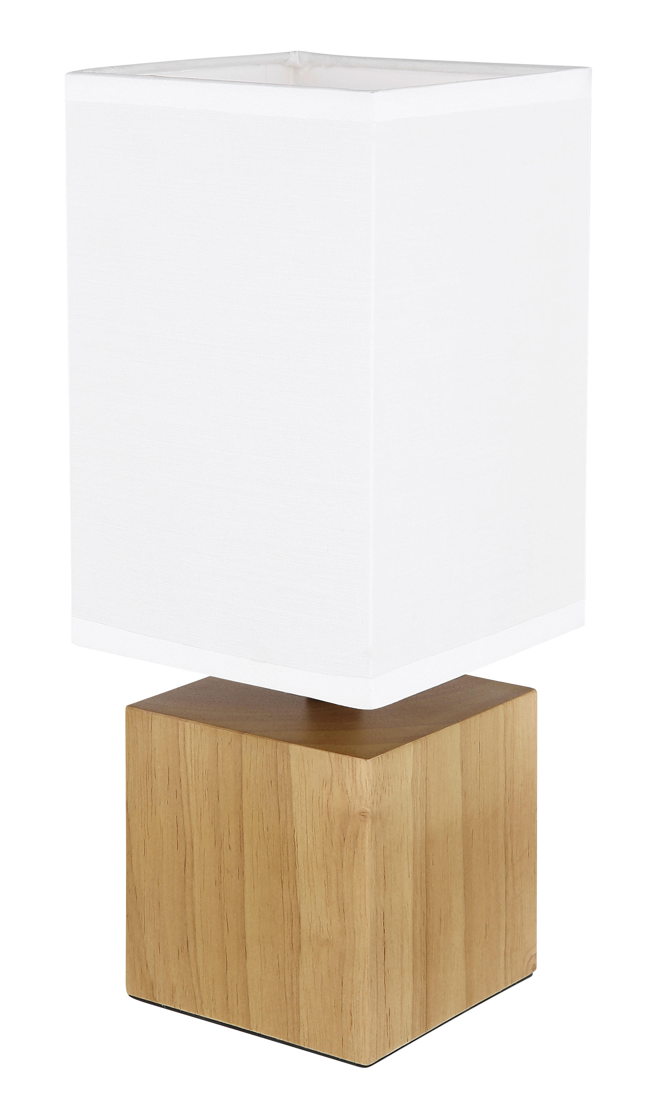 STOLNÍ LAMPA, E27, 12/12/30 cm - bílá/černá, Natur, dřevo/textil (12/12/30cm) - Novel