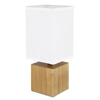 STOLNÁ LAMPA, E27, 12/12/30 cm - biela/prírodná farba, Basics, drevo/textil (12/12/30cm) - Globo
