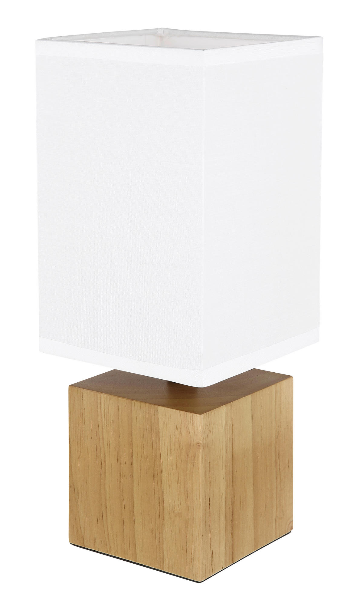 STOLNÁ LAMPA, E27, 12/12/30 cm - biela/prírodná farba, Basics, drevo/textil (12/12/30cm) - Globo
