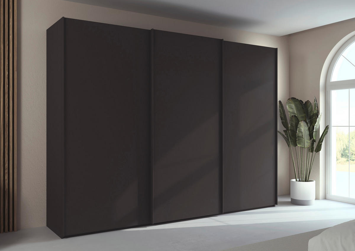 SCHWEBETÜRENSCHRANK 301/223/69 cm,  in Graphitfarben, 3 Tür(en)  - Graphitfarben, Basics, Holzwerkstoff/Metall (301/223/69cm) - Rauch Möbel