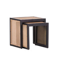 BEISTELLTISCHSET in Holz, Metall 48/40/47 cm  - Beige/Schwarz, KONVENTIONELL, Holz/Metall (48/40/47cm) - Livetastic