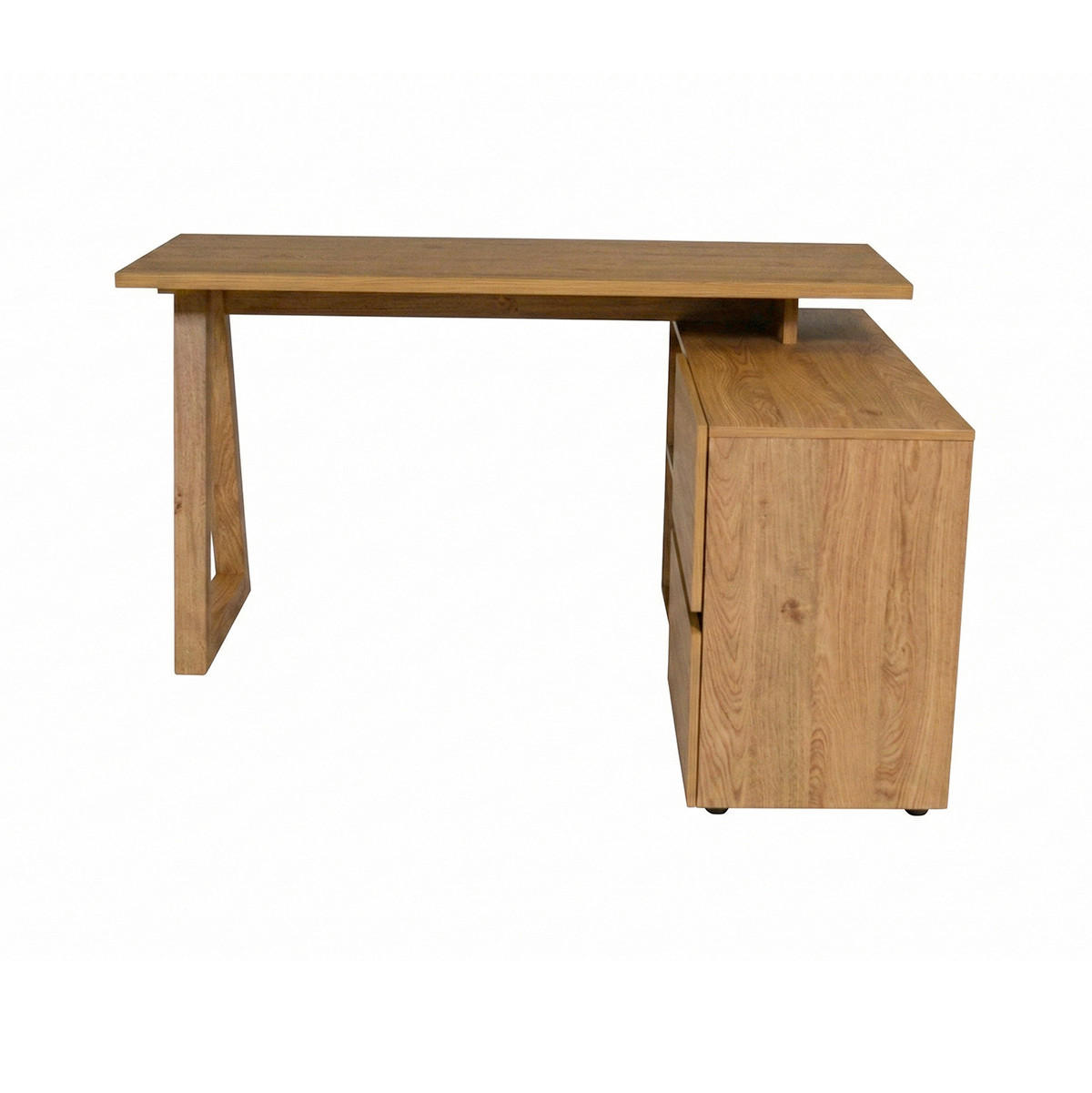 ECKSCHREIBTISCH 140/110/76 cm Eichefarben Stauraum, seitenverkehrt montierbar  - Eichefarben, Design, Holzwerkstoff (140/110/76cm) - MID.YOU