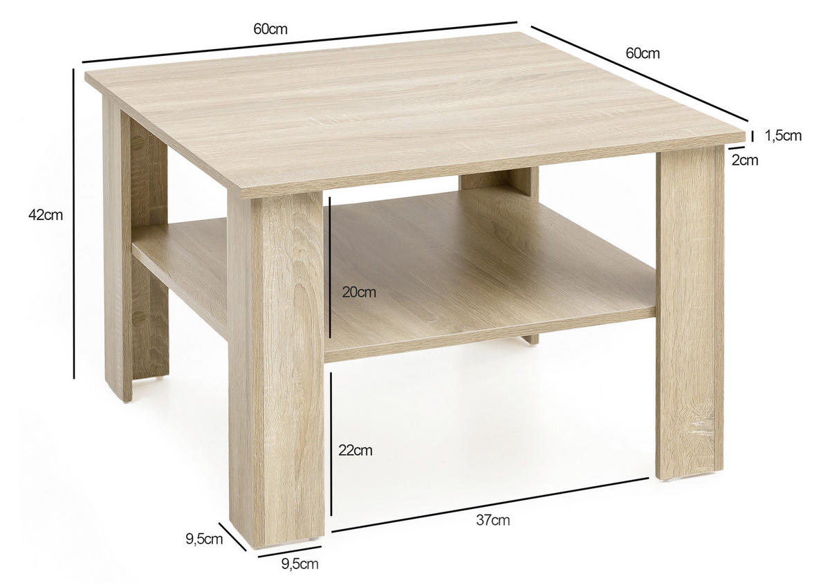 KLUB STOLIĆ boje hrasta  drvni materijal  - boje hrasta, Konvencionalno, drvni materijal (60/60/42cm) - MID.YOU