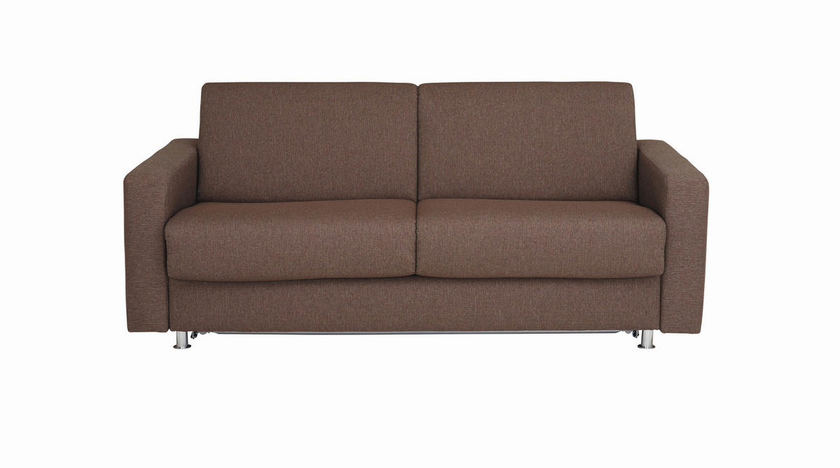 SCHLAFSOFA Flachgewebe Braun  - Chromfarben/Braun, KONVENTIONELL, Textil/Metall (195/84/100cm) - Bali