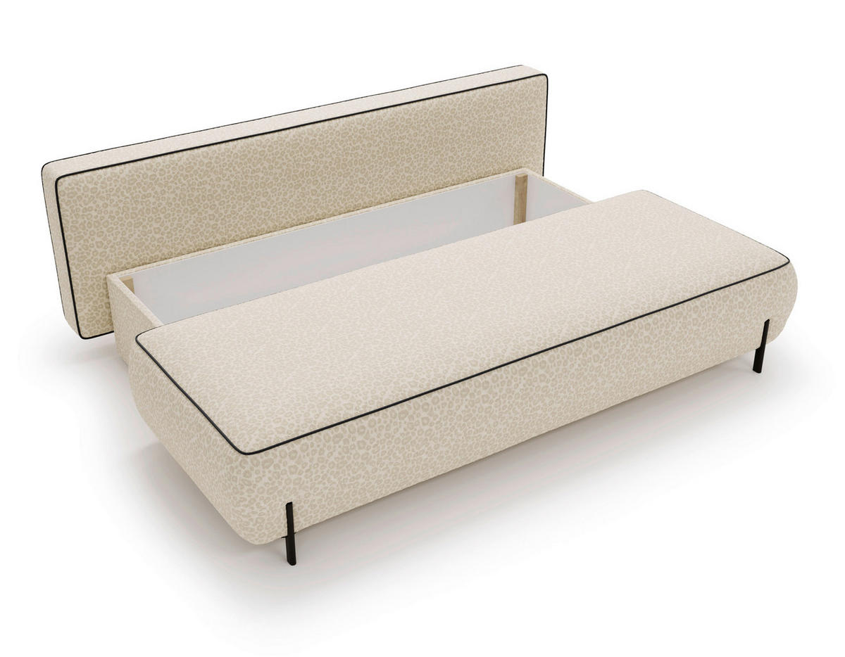 SCHLAFSOFA Jacquard Beige Stoffauswahl, Rücken echt  - Beige/Hellgrau, Design, Textil/Metall (212/90/95cm) - Livetastic