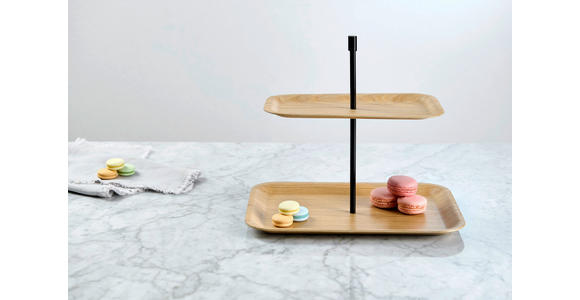 ETAGERE 2-stöckig - Hellbraun/Schwarz, Design, Holz/Metall (30cm) - Novel