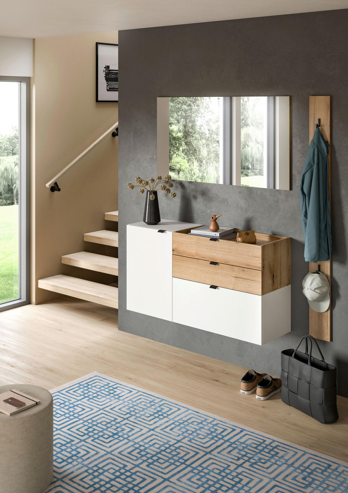 PREDSOBLJE  bijela, hrast tamni  - bijela/hrast tamni, Design, drvni materijal (158/194/37cm) - Livetastic