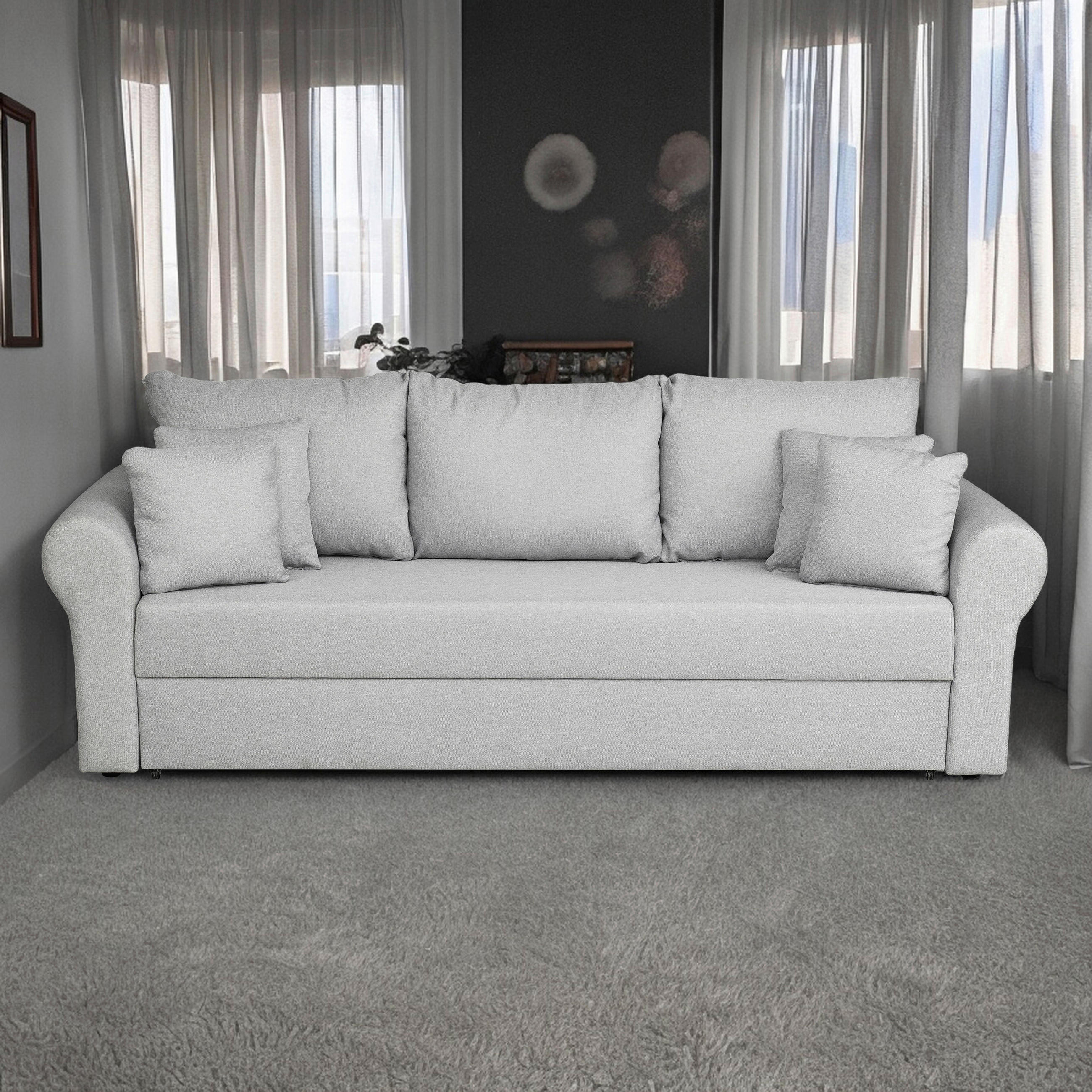 SCHLAFSOFA in Flachgewebe Hellgrau  - Hellgrau/Schwarz, Design, Kunststoff/Textil (235/75/90cm) - P & B