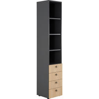 REGAL Graphitfarben, Eichefarben  - Eichefarben/Alufarben, KONVENTIONELL, Holzwerkstoff/Metall (40/215,6/42cm) - Venda