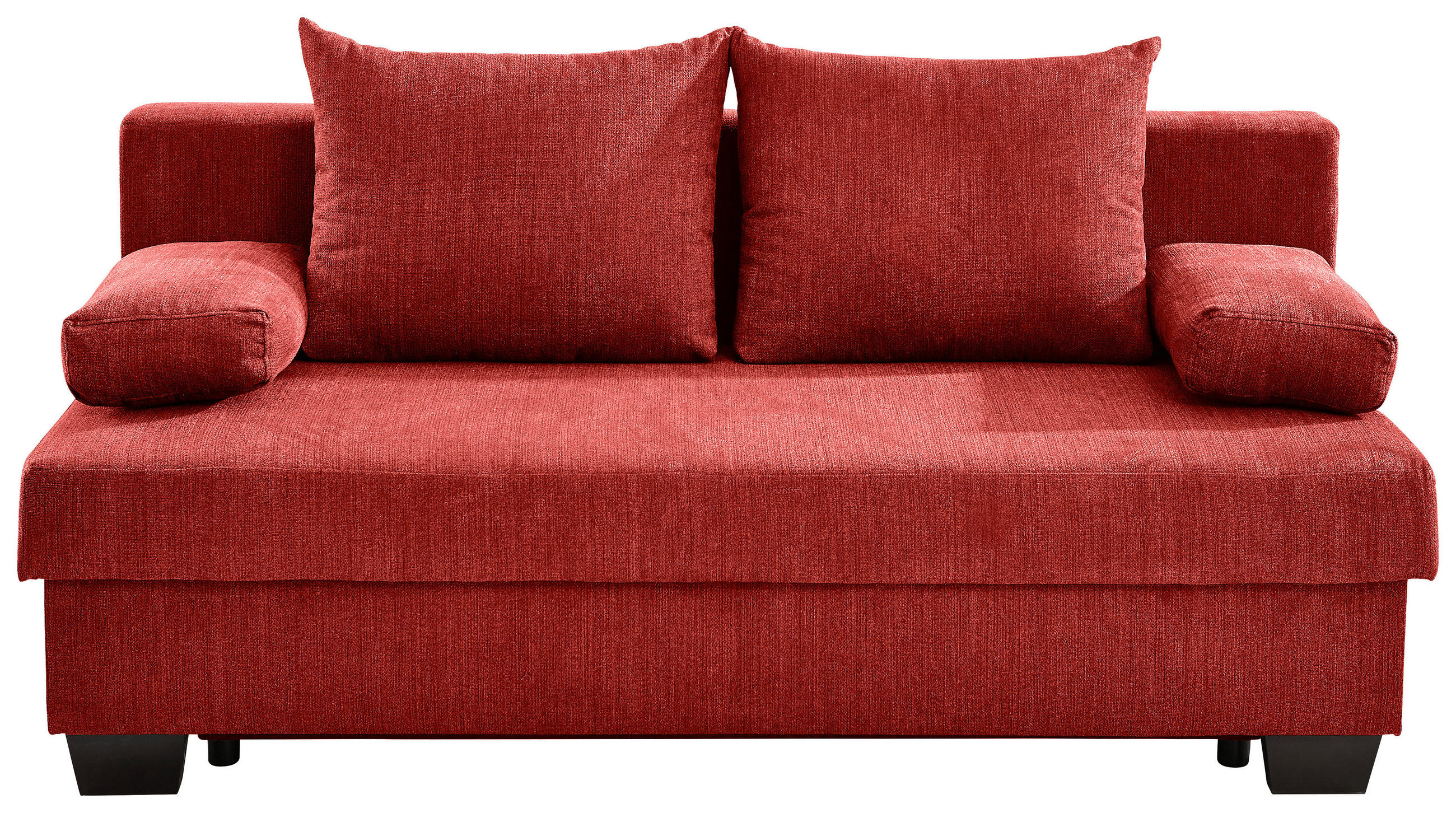 SCHLAFSOFA  mit Stoffauswahl, Schlafen auf Sitzhöhe, Rücken echt Flachgewebe Rot  - Rot, KONVENTIONELL, Holz/Textil (200/88/102cm) - Xora