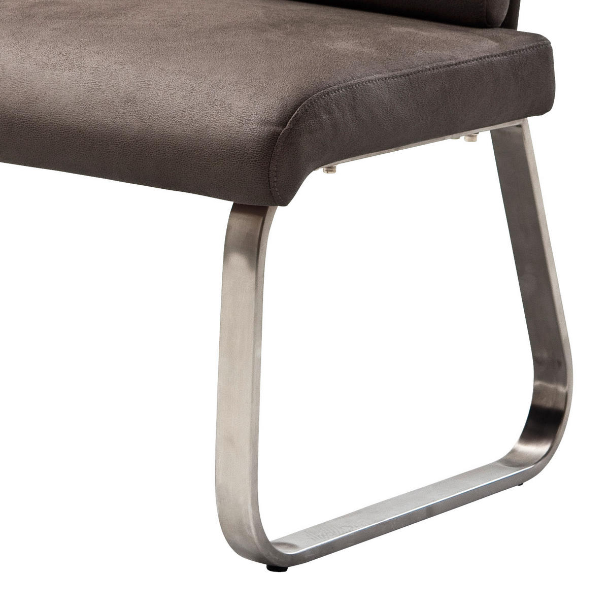 SITZBANK in Metall, Textil Braun, Edelstahlfarben  - Edelstahlfarben/Braun, Design, Textil/Metall (180/98/70cm) - Livetastic