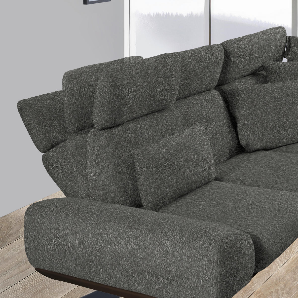 ECKSOFA Chenille, Flachgewebe Braun, Graubraun  - Graubraun/Schwarz, Design, Textil/Metall (270/239cm) - Koinor