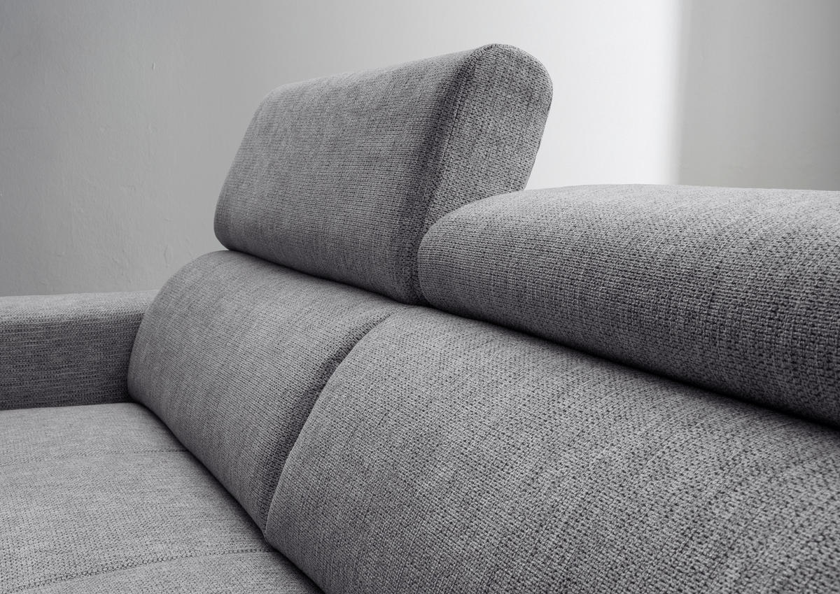 ECKSOFA Dunkelgrau Chenille  - Dunkelgrau/Schwarz, KONVENTIONELL, Textil/Metall (276/188cm) - Livetastic