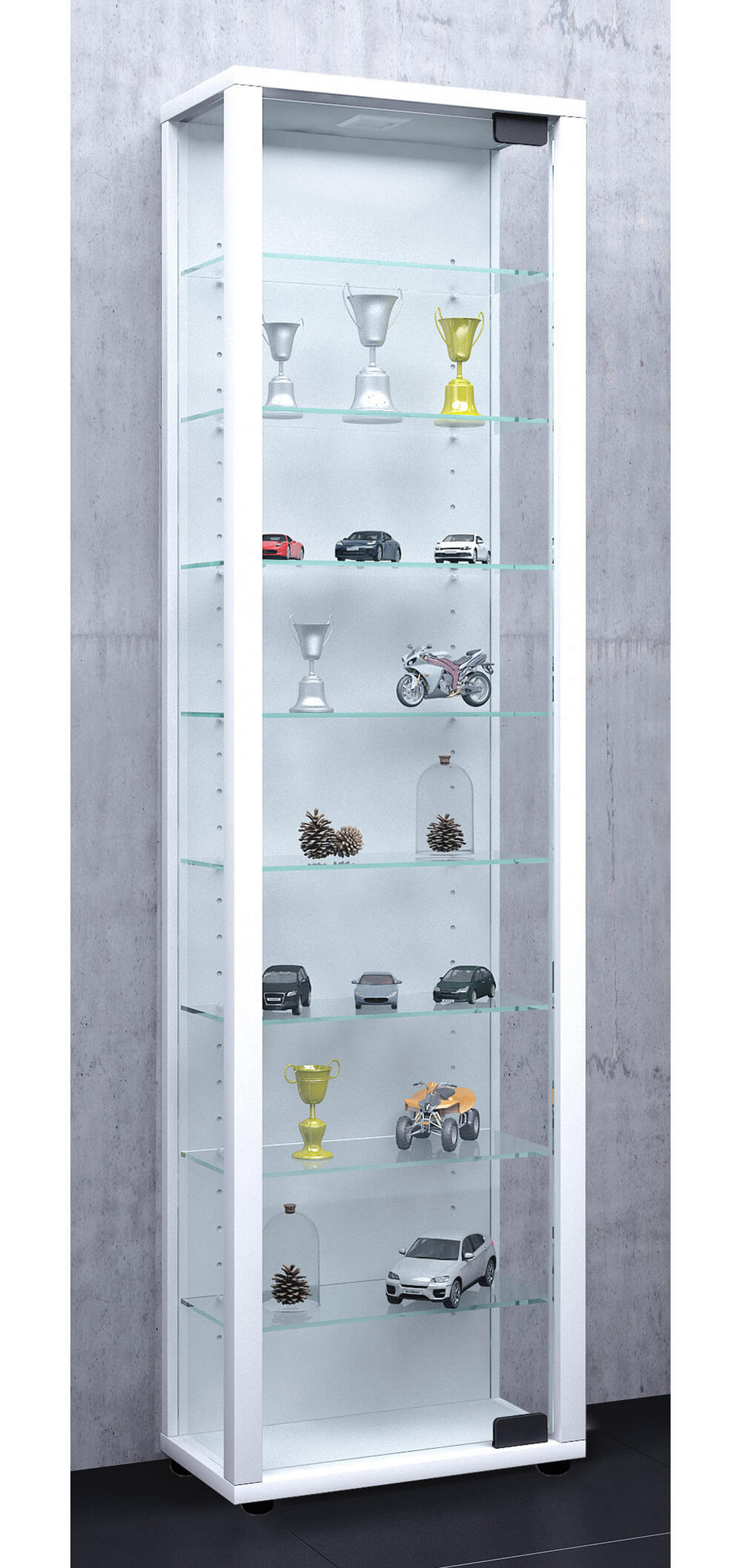 VITRINA, bela - črna/bela, Design, umetna masa/steklo (33/113/18cm) - MID.YOU