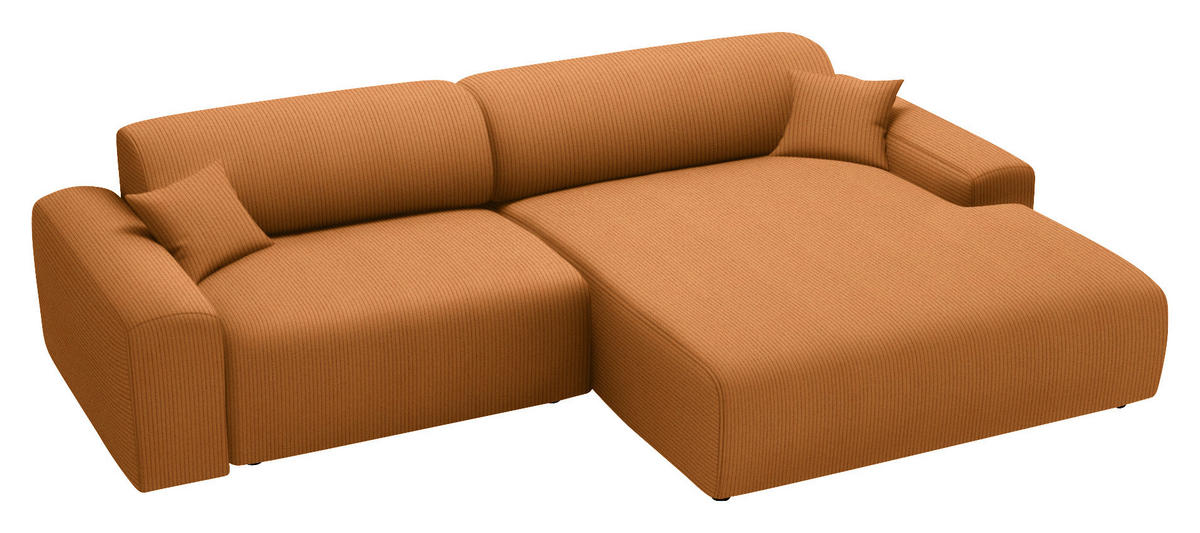 ECKSOFA in Velours, Feincord Rostfarben  - Rostfarben/Schwarz, Design, Kunststoff/Textil (292/178cm) - Livetastic
