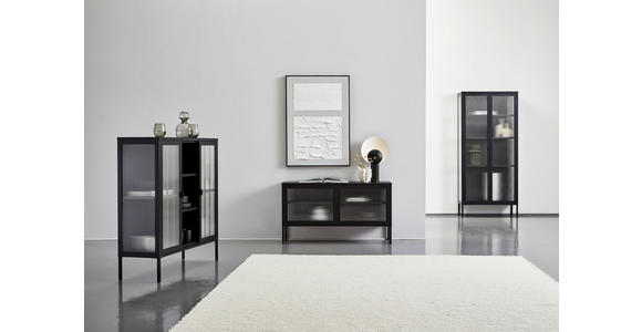 VITRINE in Schwarz - Schwarz, Trend, Glas/Metall (80/180/35cm) - Xora