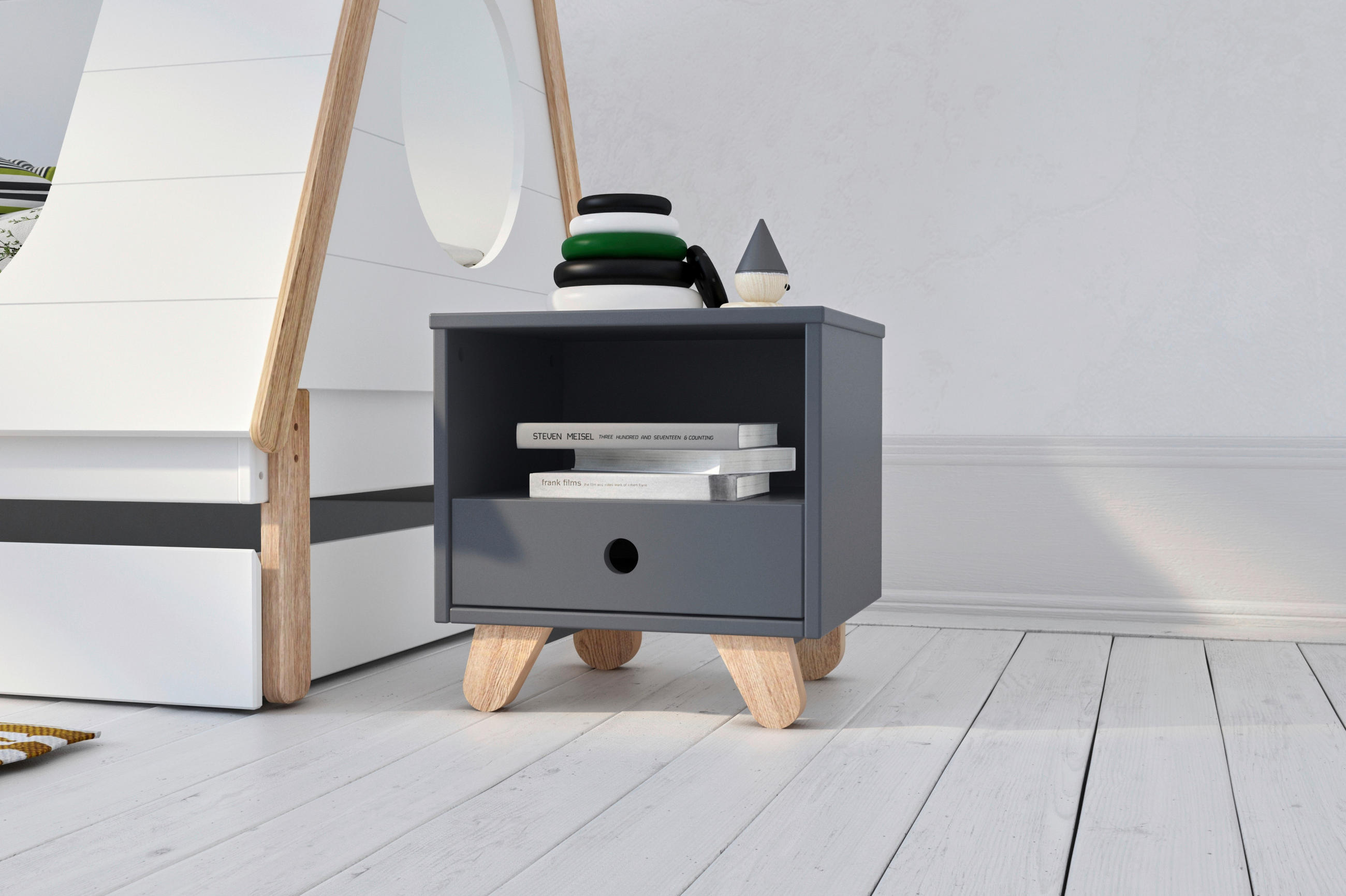 NACHTKÄSTCHEN 40/40/35 cm  in Grau  - Naturfarben/Grau, Design, Holz/Holzwerkstoff (40/40/35cm) - Livetastic