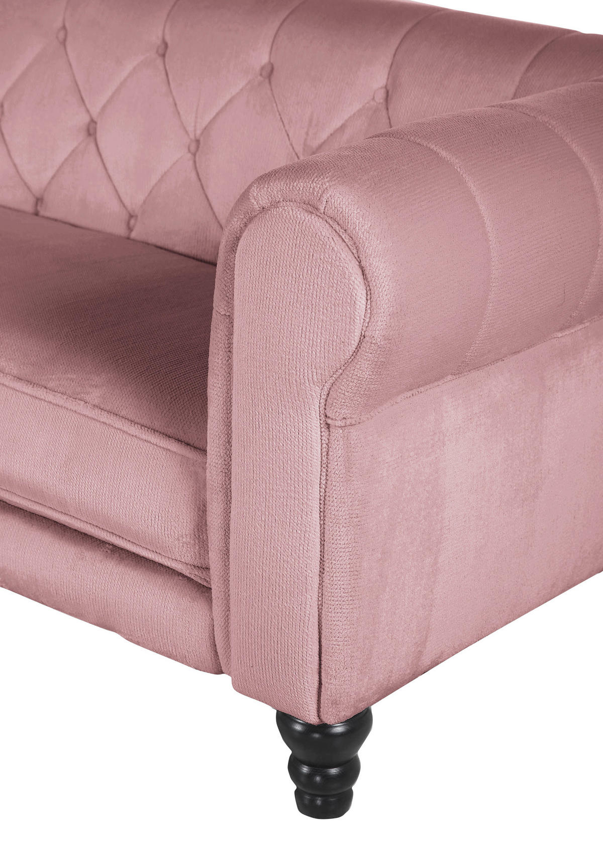 ECKSOFA in Plüsch Rosa  160/260 cm  - Dunkelbraun/Rosa, Design, Holz/Textil (160/260cm) - MID.YOU