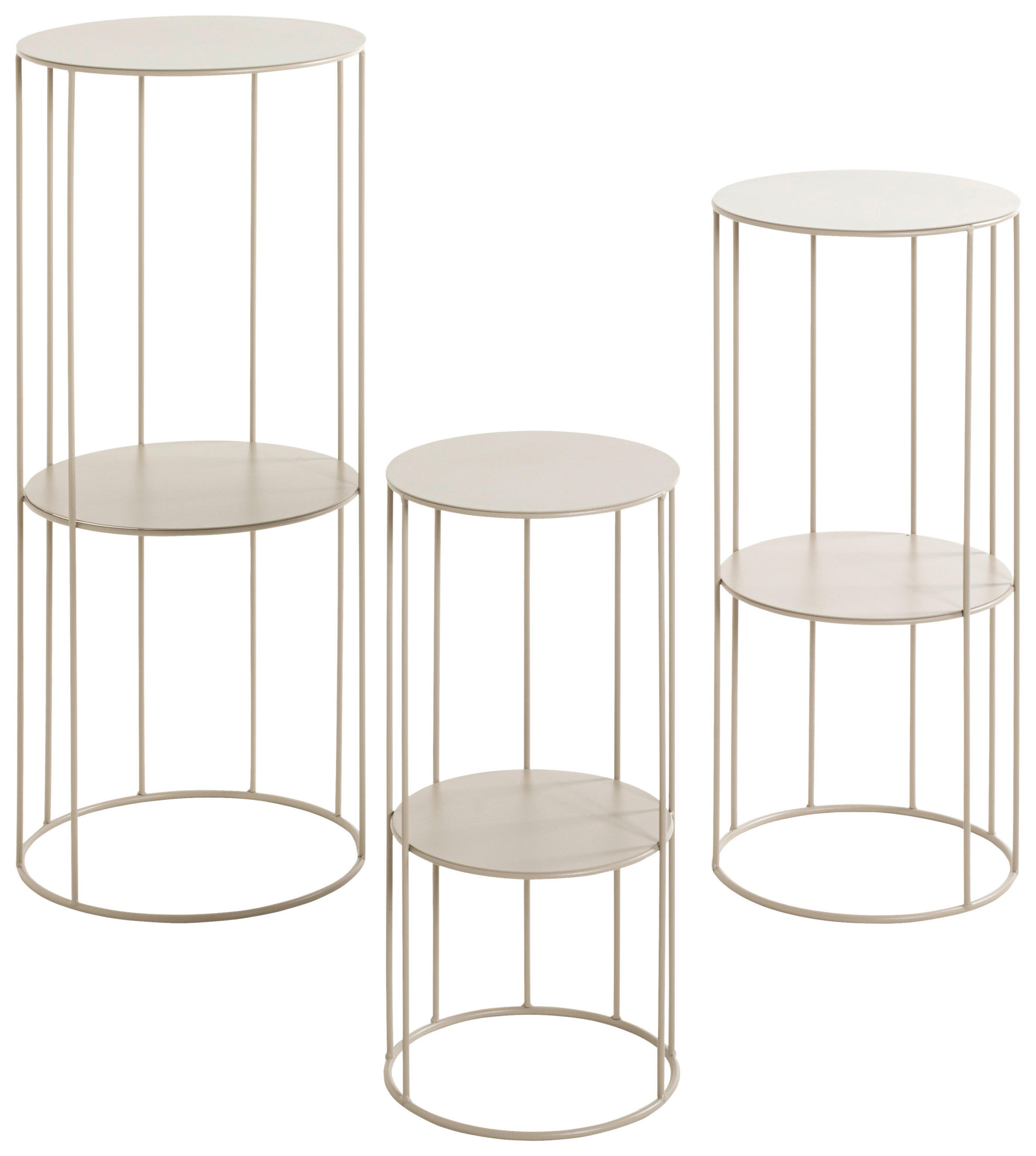 BEISTELLTISCHSET rund Hellgrau  - Hellgrau, Trend, Metall (21-28/21-28/45-70cm)