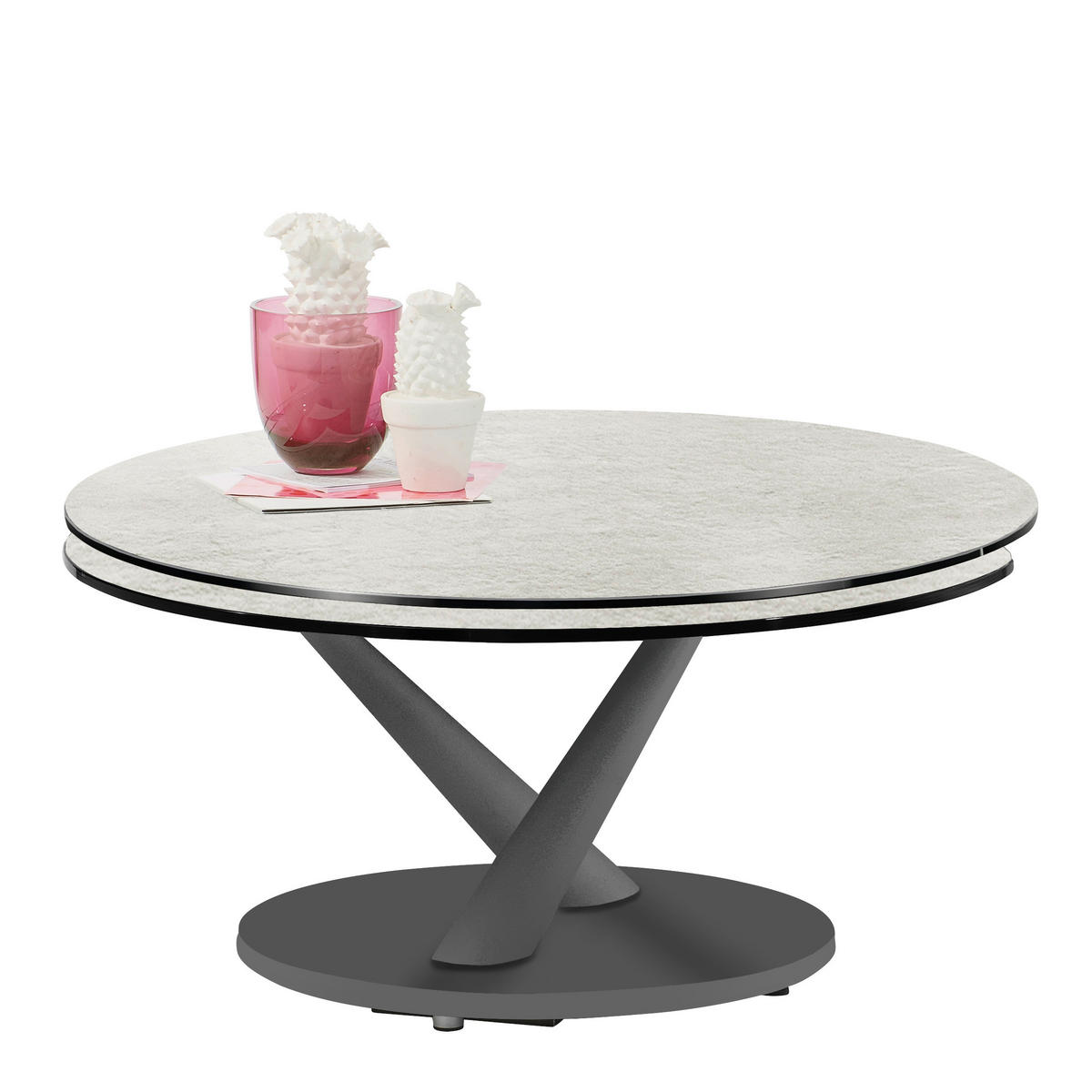 COUCHTISCH in Keramik 80-128/80/40 cm  - Greige/Anthrazit, Design, Keramik/Metall (80-128/80/40cm)