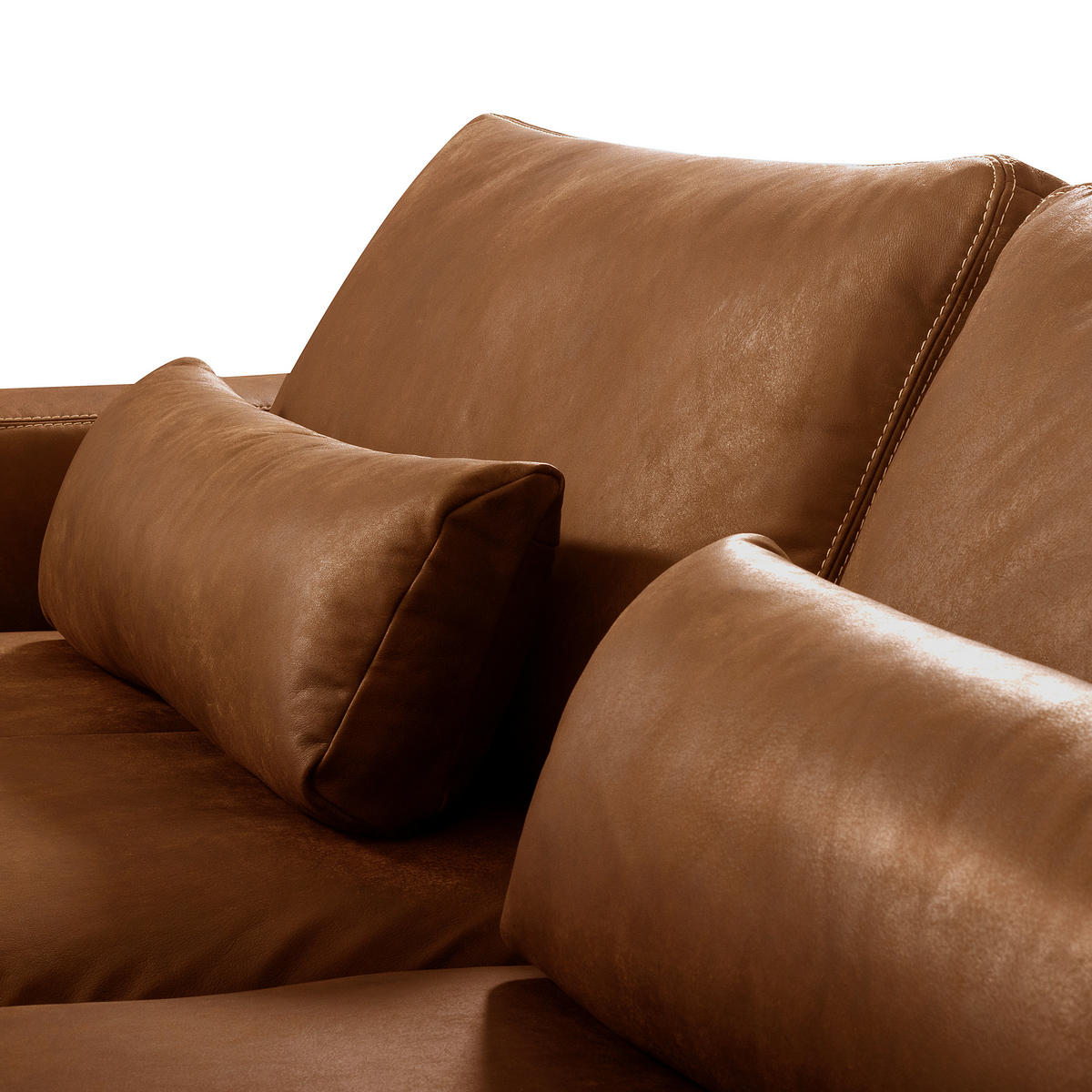 3-SITZER-SOFA  in Echtleder Cognac   - Cognac/Beige, Design, Leder/Kunststoff (300/85/123cm) - Livetastic
