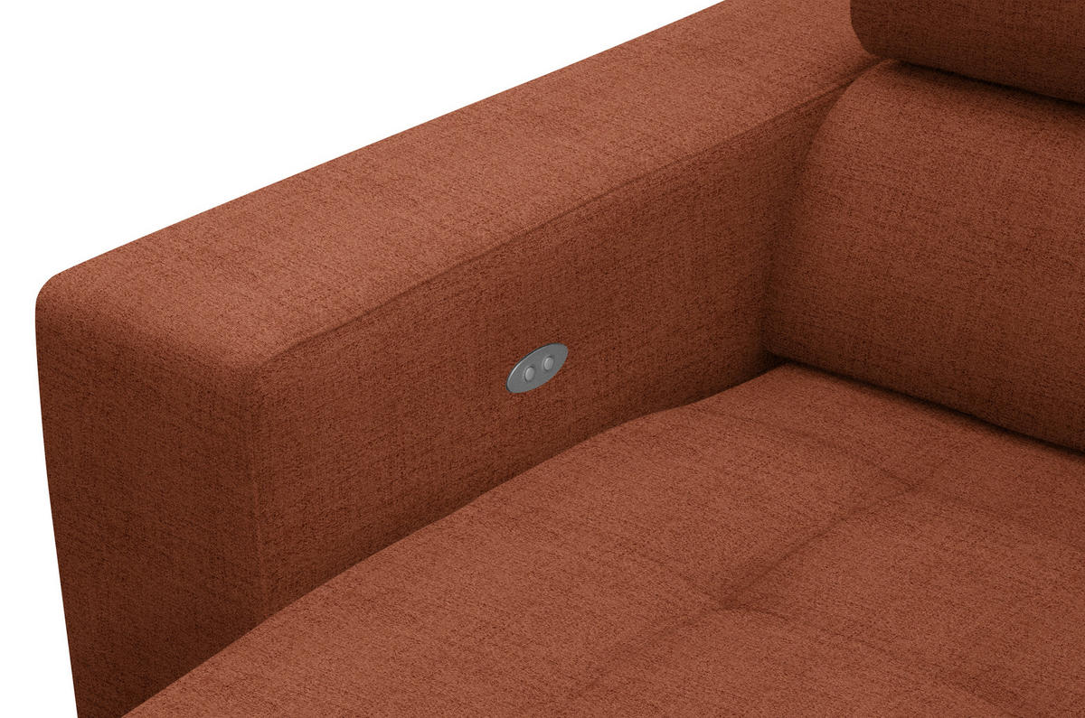 ECKSOFA in Chenille Terracotta  - Chromfarben/Terracotta, Design, Textil (301/207cm) - Xora