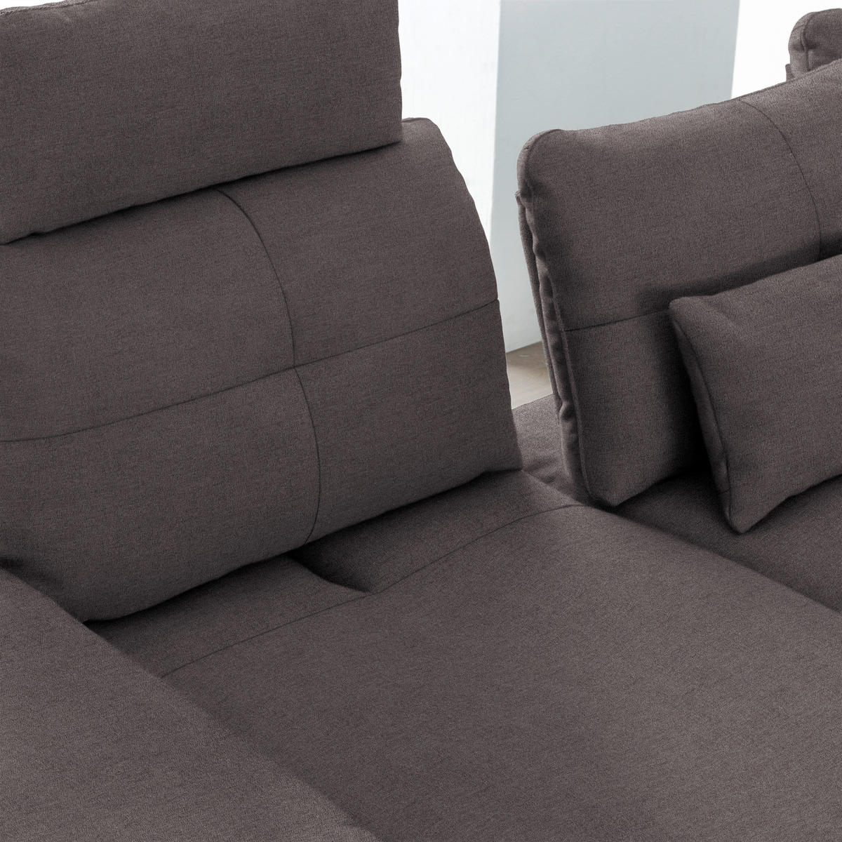 ECKSOFA in Flachgewebe Graphitfarben  344/271 cm  - Schwarz/Graphitfarben, Design, Textil/Metall (344/271cm) - Chilliano