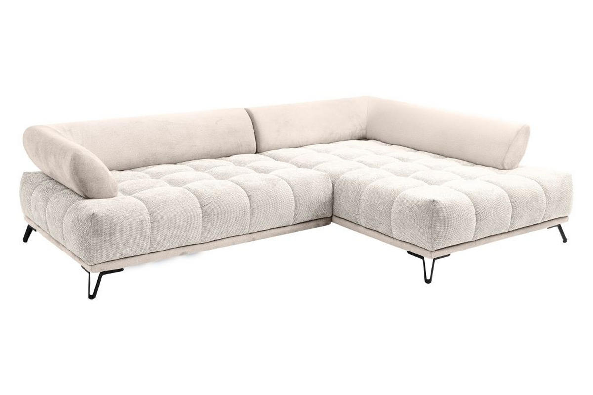 HÖRNSOFFA i chenille beige  - beige/svart, Modern, metall/textil (262/184cm) - MID.YOU