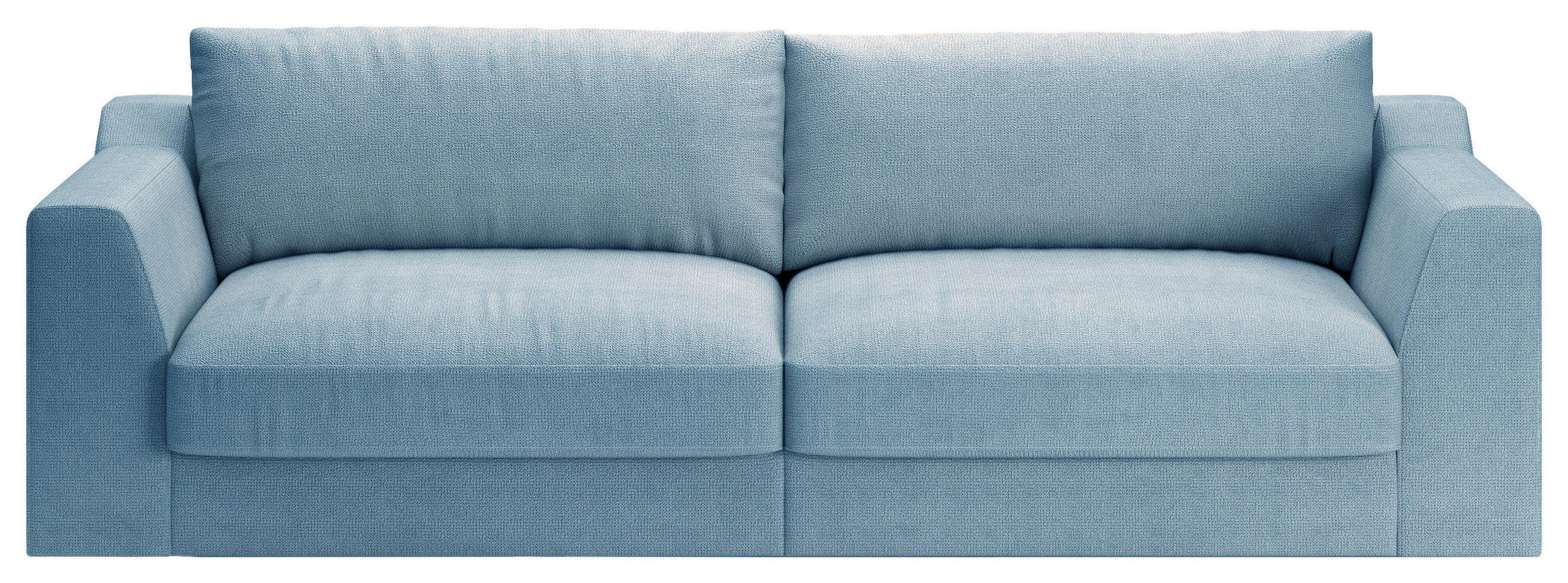 BIGSOFA in Chenille, Flachgewebe Hellblau  - Schwarz/Hellblau, Design, Kunststoff/Textil (276/90/109cm) - Sit & More