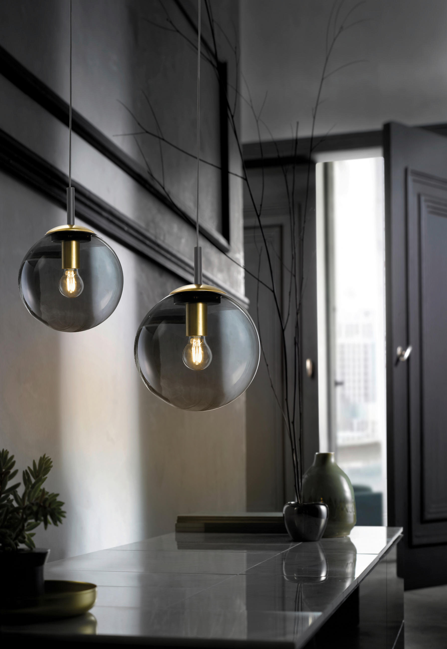 HÄNGELEUCHTE DINI 25/140 cm   - Schwarz, Trend, Glas/Kunststoff (25/140cm) - Fischer & Honsel