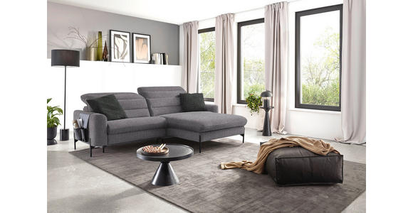 ECKSOFA in Flachgewebe Grau  - Schwarz/Grau, Design, Textil/Metall (252/191cm) - Dieter Knoll