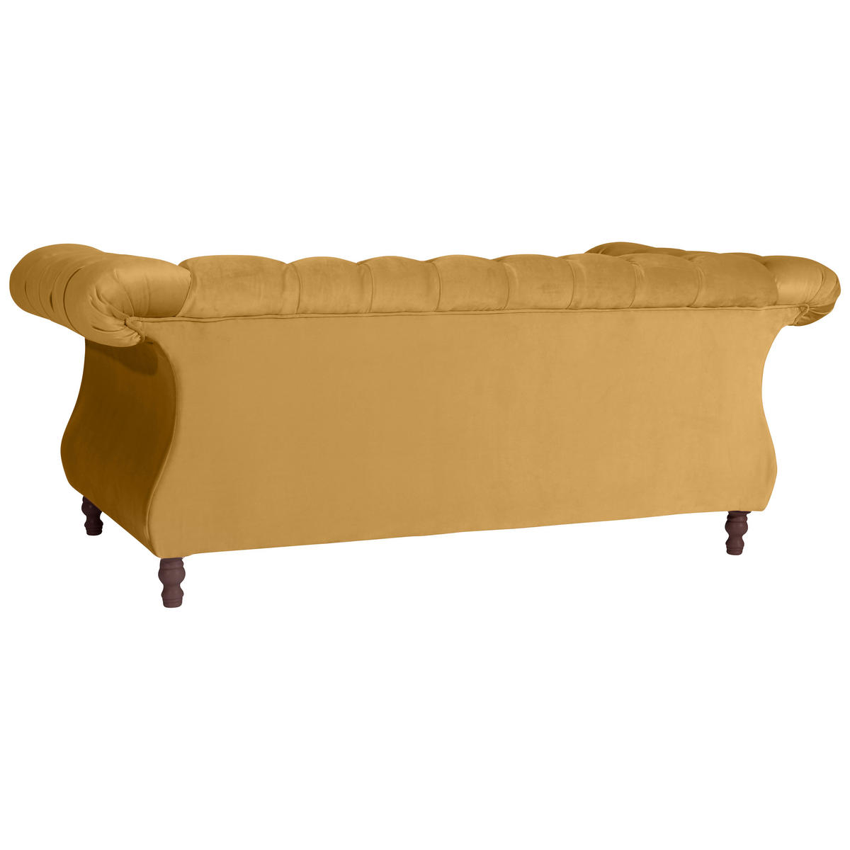CHESTERFIELD-ZWEISITZER-SOFA  in Velours Gelb  - Gelb/Nussbaumfarben, Design, Holz/Textil (200/80/100cm) - Max Winzer
