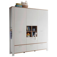 BABYKLEIDERSCHRANK Adele Weiß, Eichefarben  - Edelstahlfarben/Eichefarben, Basics, Holzwerkstoff/Metall (160/195/47cm)