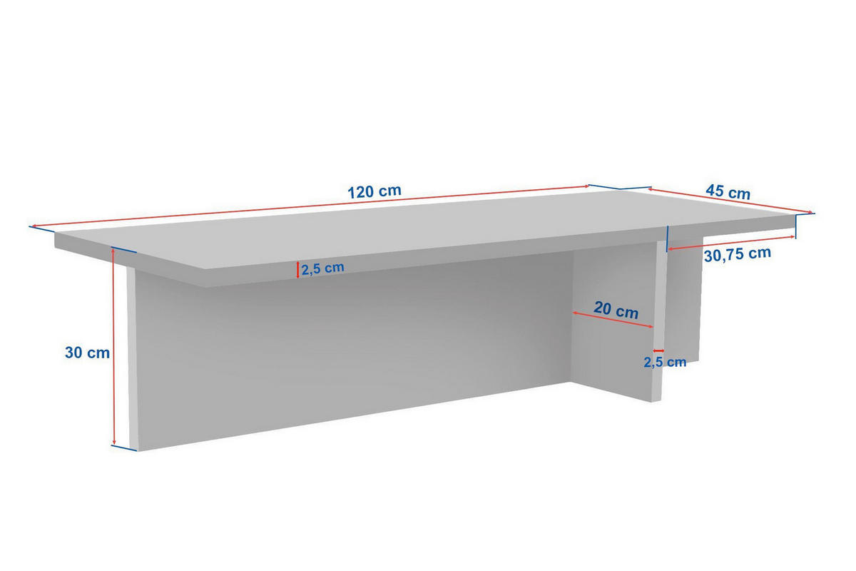 COUCHTISCH Elfenbein  - Elfenbein, MODERN, Holzwerkstoff (120/30/45cm) - MID.YOU