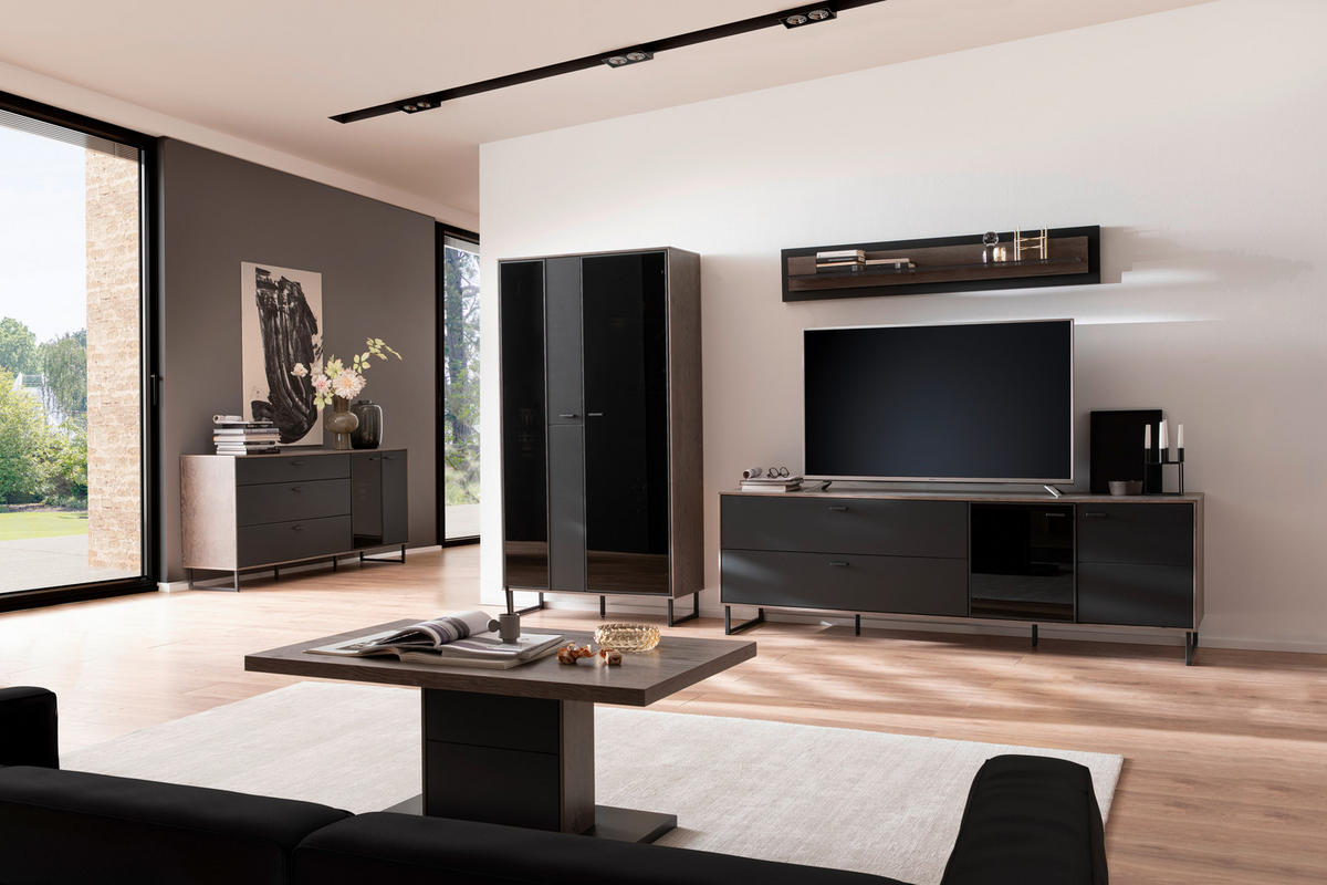 SIDEBOARD 178/84/44 cm  - svart/antracit, Design, metall/trämaterial (178/84/44cm) - MID.YOU
