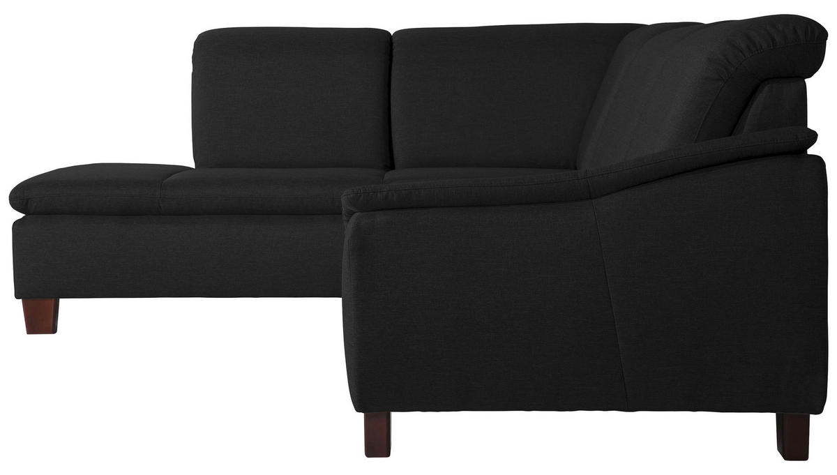 ECKSOFA Schwarz Flachgewebe  - Nussbaumfarben/Schwarz, Design, Holz/Textil (247/187cm) - Max Winzer