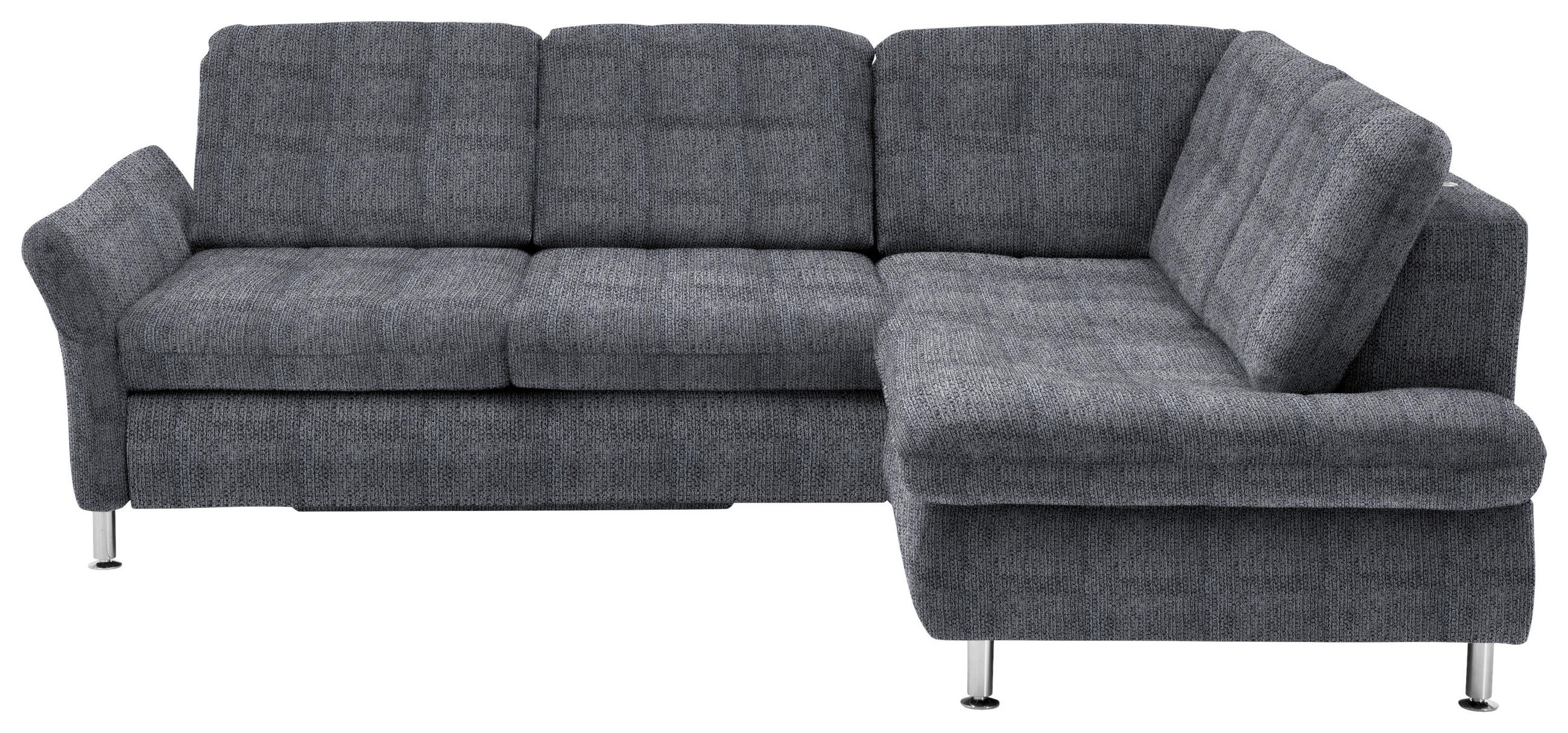 ECKSOFA Anthrazit Webstoff  - Chromfarben/Anthrazit, KONVENTIONELL, Textil/Metall (242/210cm) - Beldomo Style