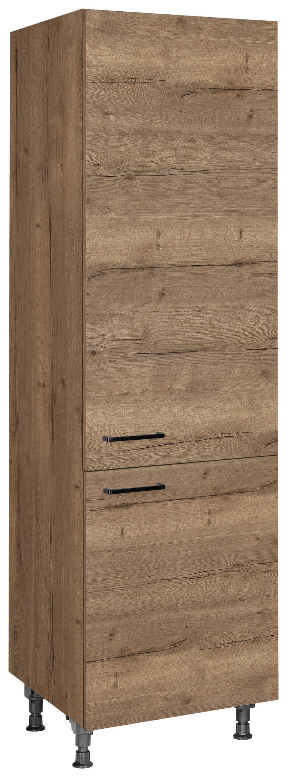 GESCHIRRSCHRANK 60/216,6/58 cm  in Eiche dunkel  - Eiche dunkel/Schwarz, MODERN, Holzwerkstoff/Metall (60/216,6/58cm) - Nobilia