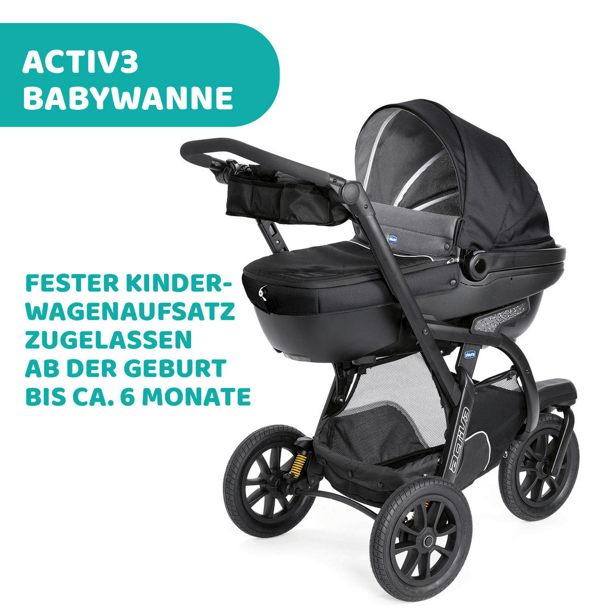 LIEGEWANNE ACTIV3  - Schwarz, Basics (65/45/90cm) - Chicco